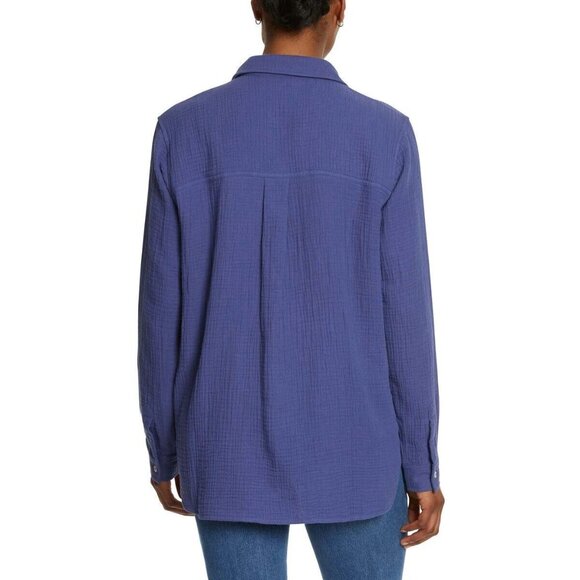 Jessica Simpson XXL Gauze Button Front Shirt Lightweight Relaxed Cotton Top Blue - Picture 7 of 7
